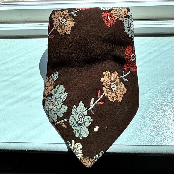 Vintage Romeo Silk Necktie Brown Floral Made in Italy Men's Fashion Accessory - Picture 1 of 6